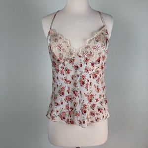 Guess Cream Floral Cami with Lace Medium